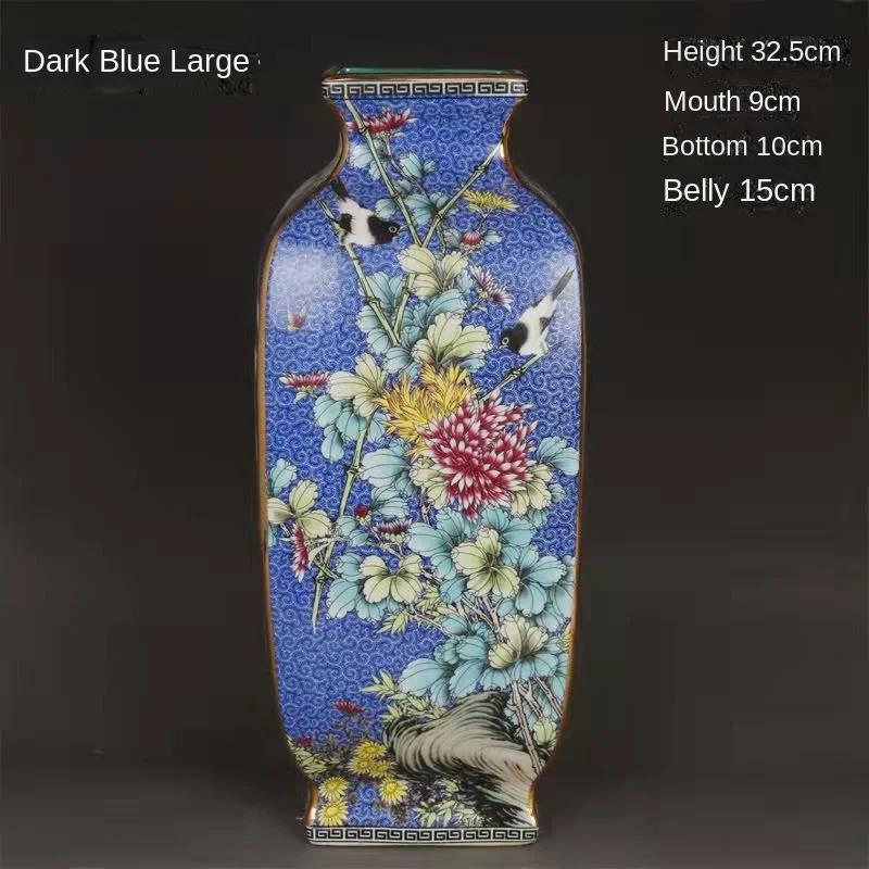 

Ваза повністю ручної роботи, кераміка з емалевим розписом у новому китайському стилі, квадратна пляшка, імітація антикваріату, домашня настільна прикраса 1 шт.