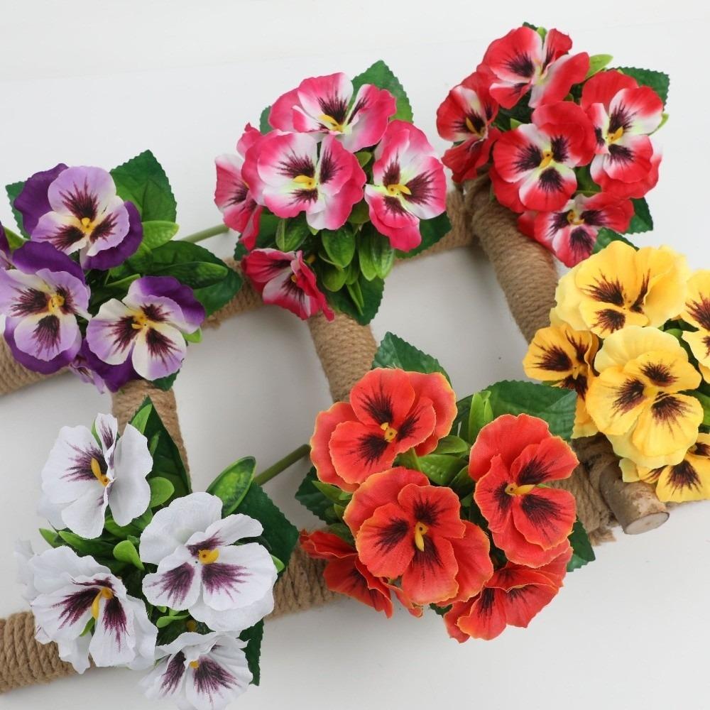 32cm Fake Flowers Flowers Bundle Faux Pansy Flowers Artificial Pansy Flowers  Home Decoration