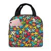 Autism Awareness Colorful Puzzle Piece Print Insulated Lunch Bag for Women Kids Portable Food Boxes Thermal Lunch Box Tote