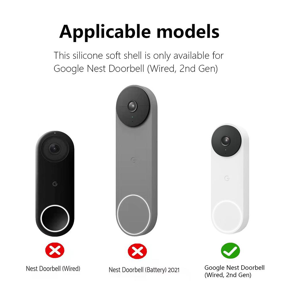 Silicone Doorbell Skin Accessories Waterproof Doorbell Skin Case Snow Proof Anti Sunlight for Google Nest Doorbell Wired 2nd Gen