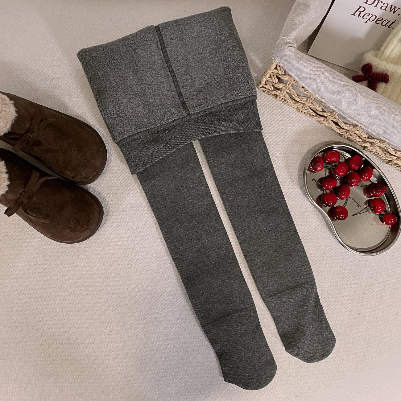 Yuchen 2025 Winter Girls  Velvet-Lined Tights - Slim Fit & Warm Base Layer M