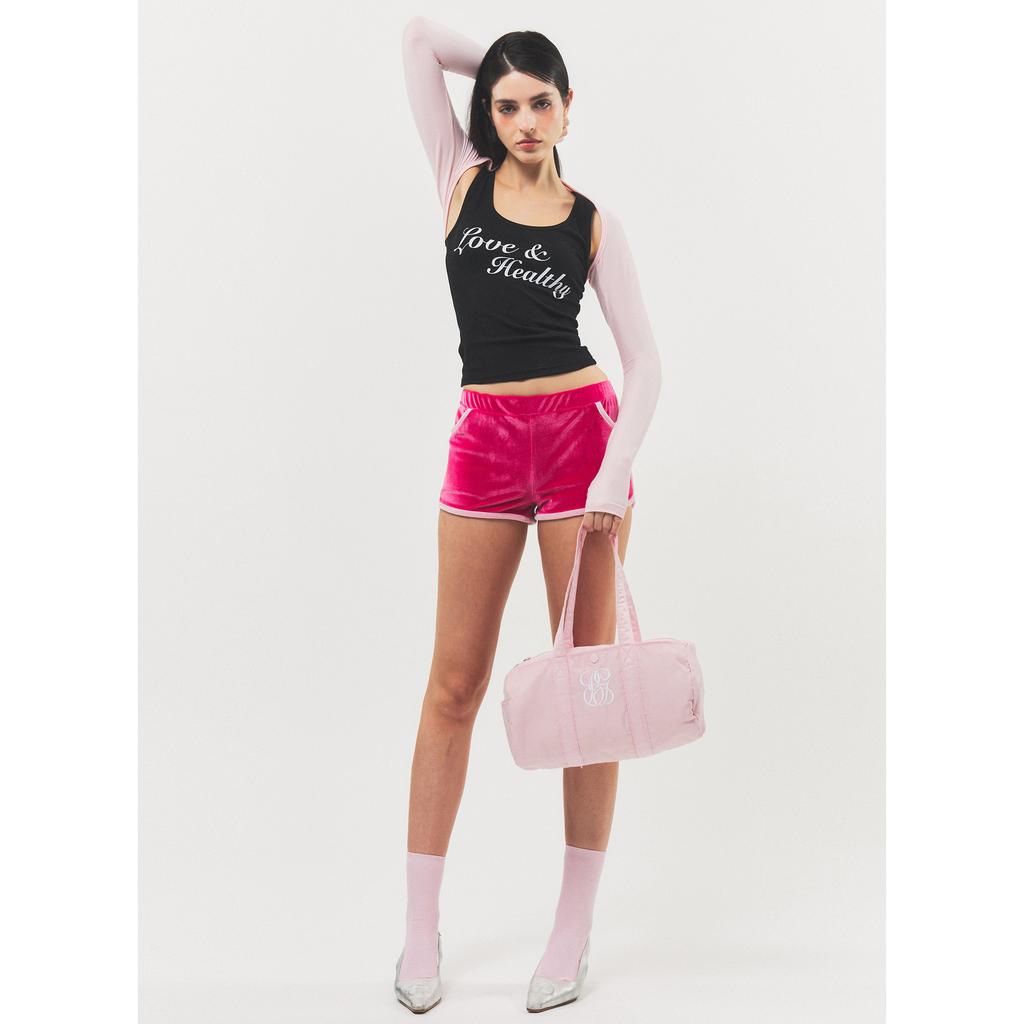 RAWMANTICS Raw Logo Velvet Hot Dolphin Pants Hot Pink