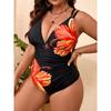 Damen S Floral Print Sexy Rückenfrei Eng Übergröße Badeanzug