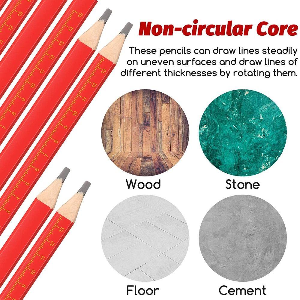 10PCS/Set With Scale Carpenter Pencils Blue Red Lead Marker Pencil Creative Marking Scriber  Gift