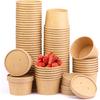 8 Oz 75 Pack Paper Soup Containers with Lids, Disposable Kraft Food Cups, Soup Cups Paper Ice Cream Cup, Dessert Cup, Yogurt Ice Cream Containers.