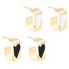 2Pcs Minimalist Geometric Splice Heart Square Earrings All-matched Earrings Retro Simple Earrings Suitable for Ladies