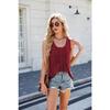 Spring and Summer Pleated Solid Color Round Neck Loose Vest T-shirt
