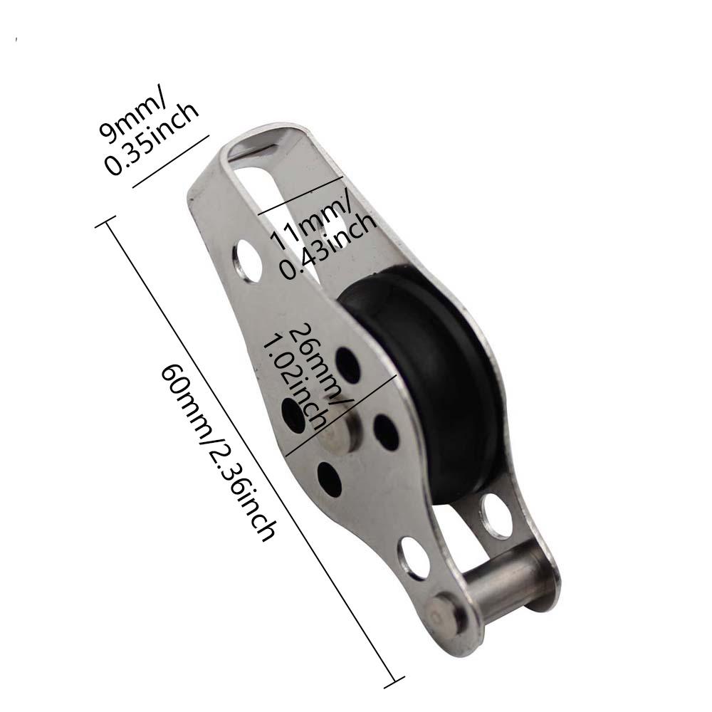 

1/2/5 шт. 316 нержавеющая сталь шкив 60 мм блоки тросовый шкив нейлоновый шкив одинарная крепежная проушина для троса 2 мм до 8 мм 2PCS