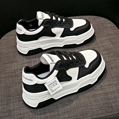 Leather Platform White Shoes Women's Shoes Spring New Heightening Board Shoes Versatile Casual Shoes Children's Sports Shoes