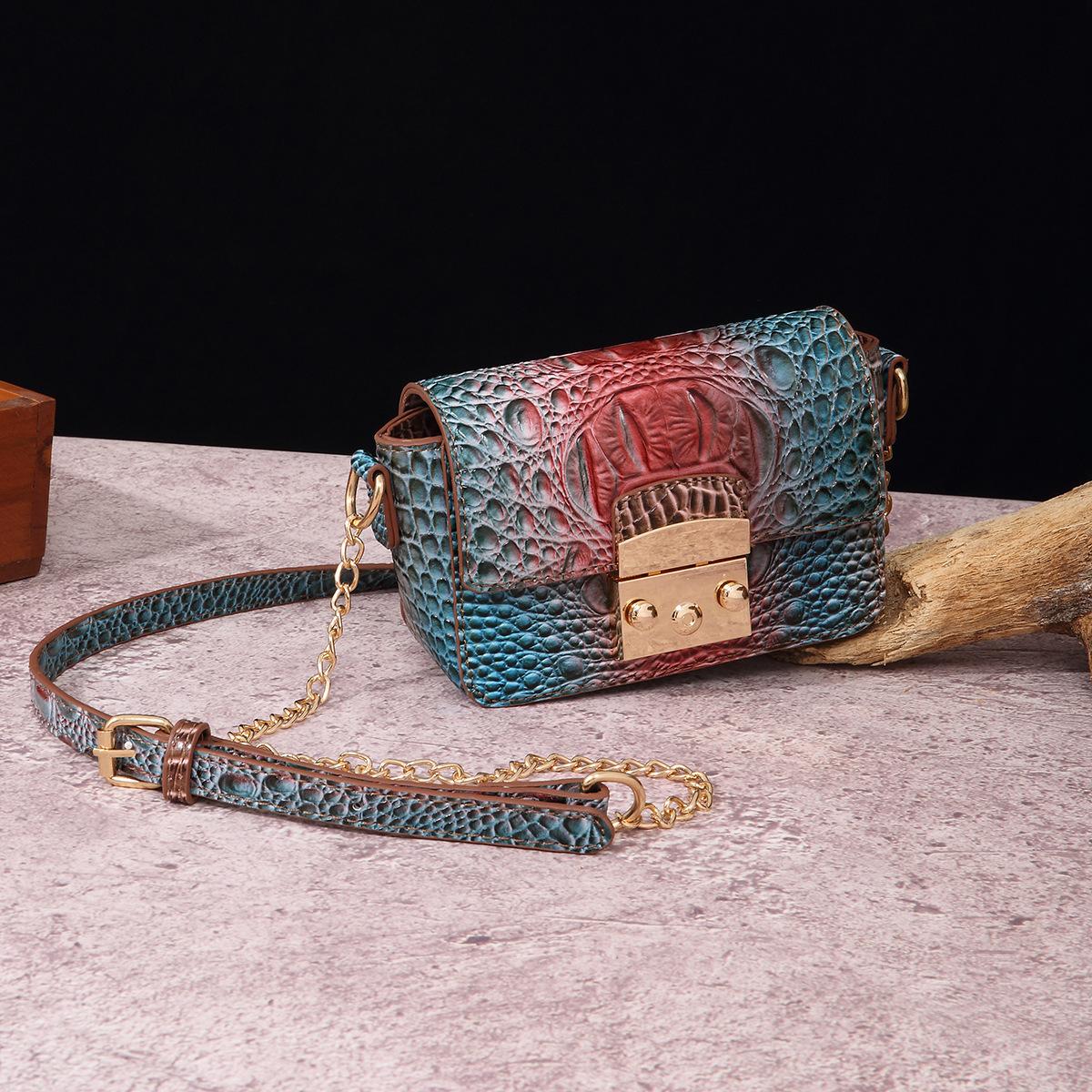 

European, American, Middle Eastern Crossbody Single Shoulder Retro Women s Bag Multi Color Crocodile Pattern Brahmin