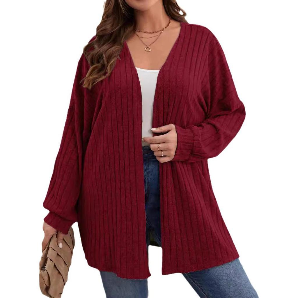 Autumn/Winter 2024 Women's Long Sleeve Solid Color Loose Knit Cardigan Jacket