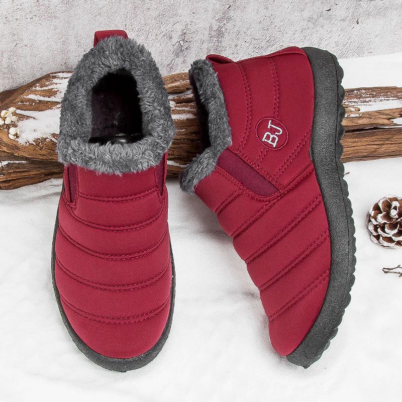 Cizme de zăpadă de iarnă impermeabile, de mărime mare, căptușite cu catifea, din bumbac