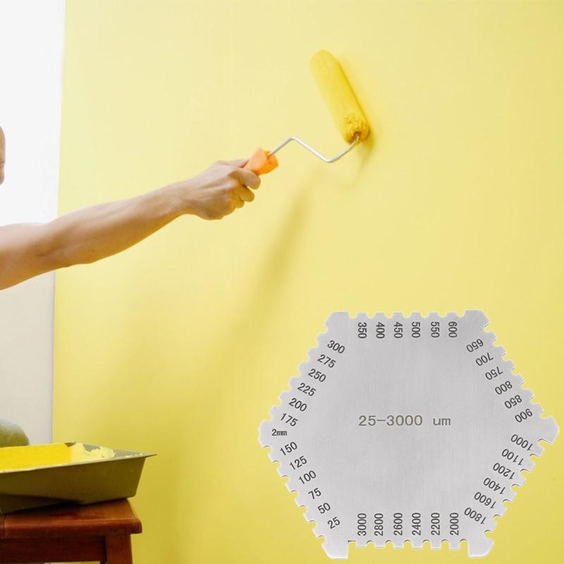 Stainless Steel Hexagonal Wet Film Comb Paint Thickness Gauge Meter for Architectural Coatings Measure Range 25-3000um