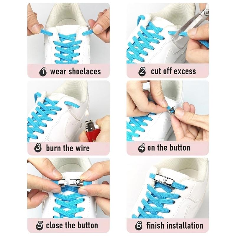 

1 Set Press Lock Shoelaces Without Ties Elastic Laces Sneaker Kids Adult Widened Flat Shoelace For Shoes 6Mm No Tie Shoe Laces