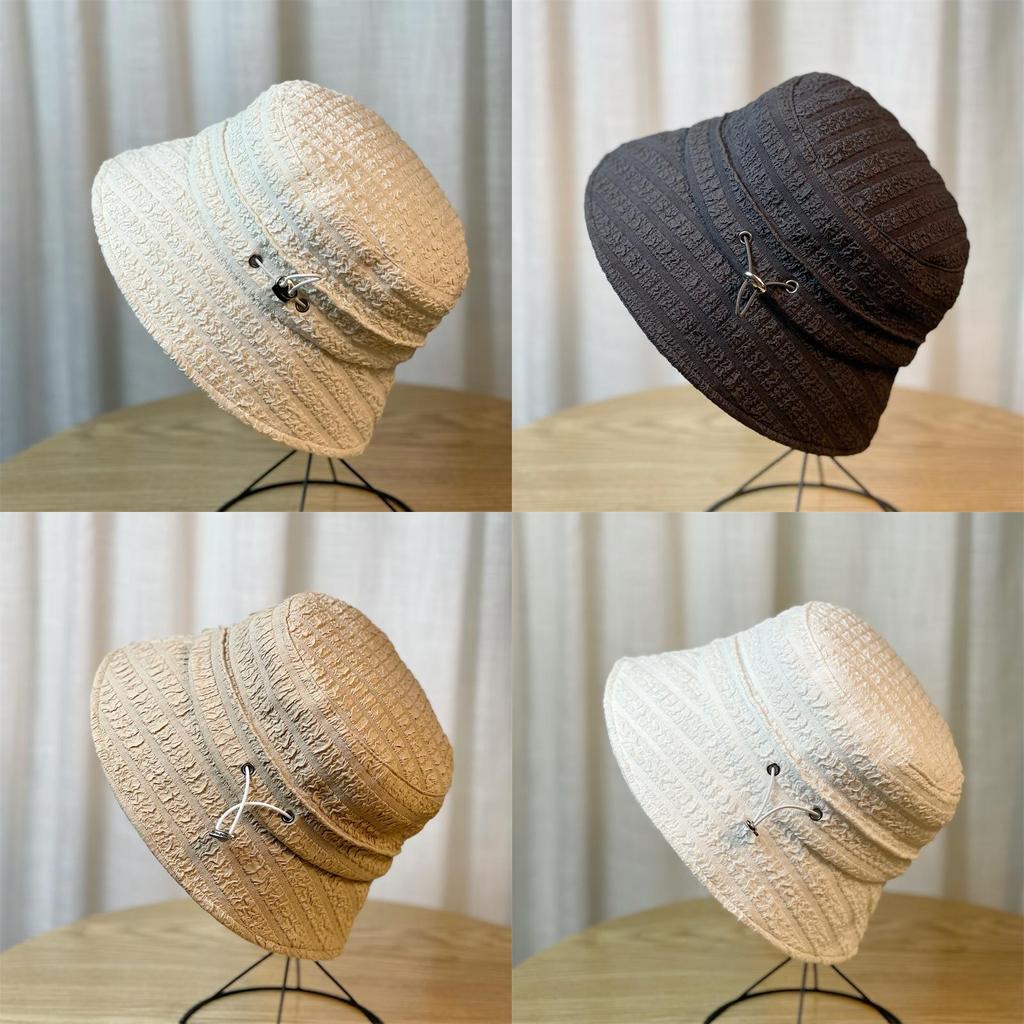Hat Drawstring Fisherman Womens Pleated Basin Hat Fashion Shade Face Hat Bucket