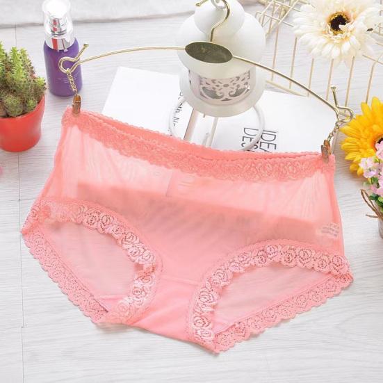 Sexiga Underkläder för Kvinnor Mellanhöga Genomskinliga Nät Trosor Damer Sömlösa Blommiga Spetskantade Trosor