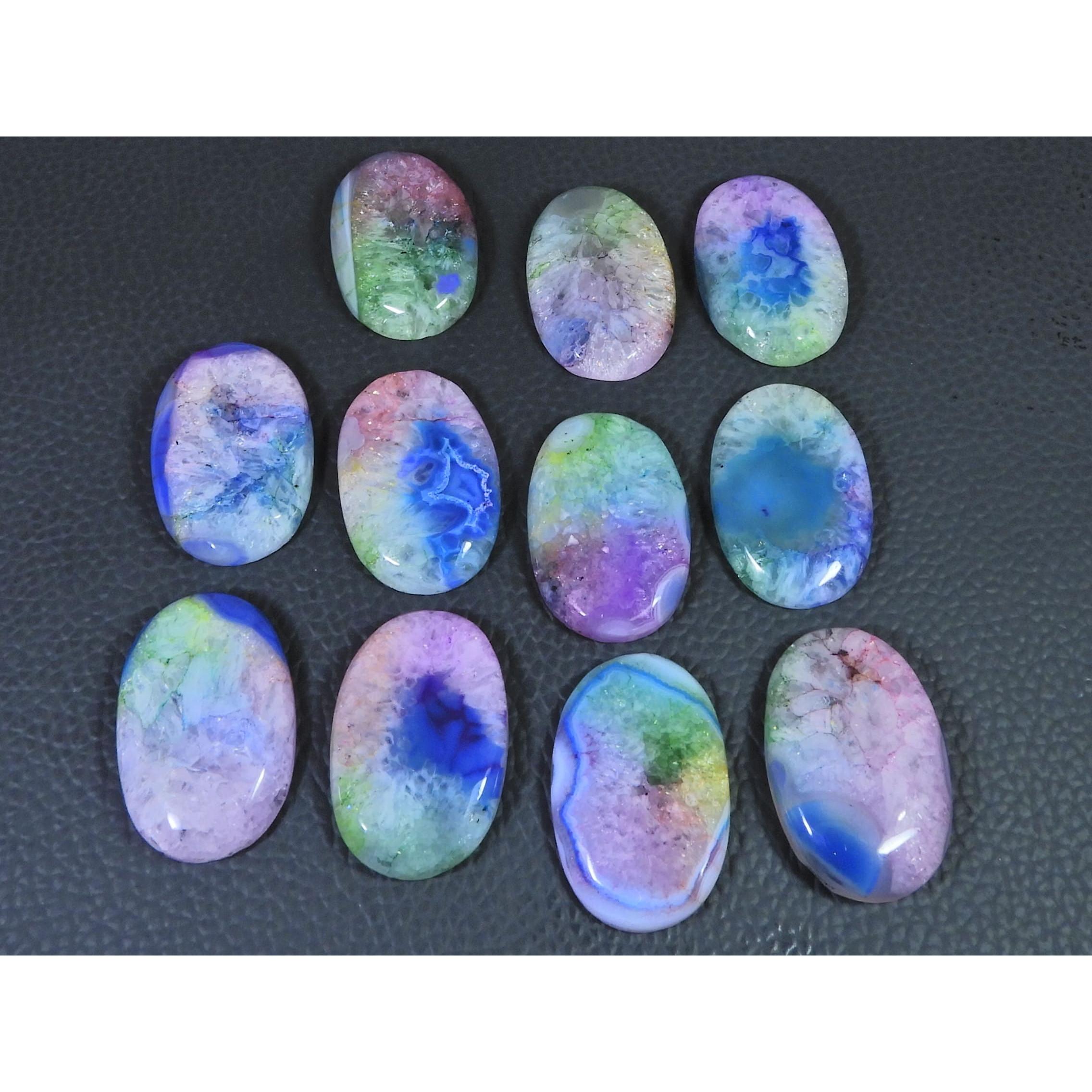 

337Cts. Color Enhanced Rainbow Solar Cab Agate Oval Loose Gemstone 11Pcs Lot C-2163