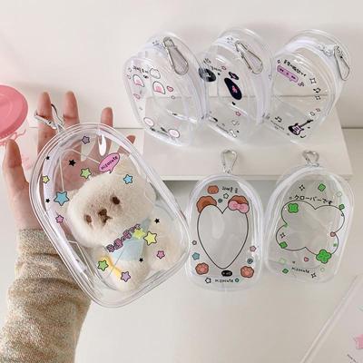 Cartoon Klare Outdoor-Tasche Puppe Spielzeug Transparentes Display-Tasche Aufbewahrungsbox Beutel Mystery Box Mit Schlüsselanhänger Niedliche Puppen-Tasche