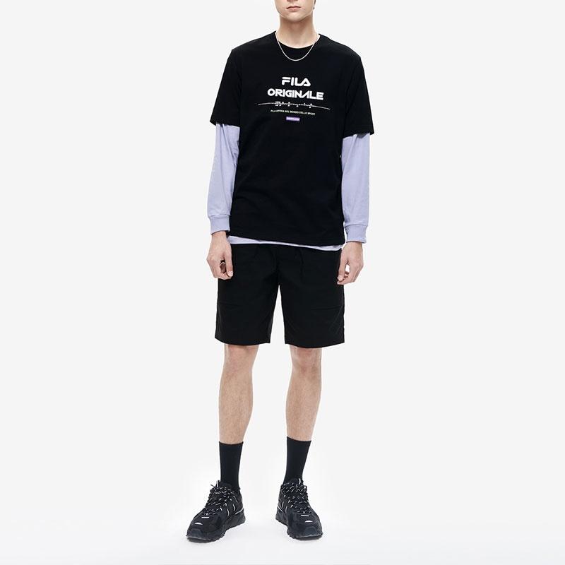 FILA T Shirts Men's Jet Black Crew Neck Moderate Straight Fit F11M329111A-BK