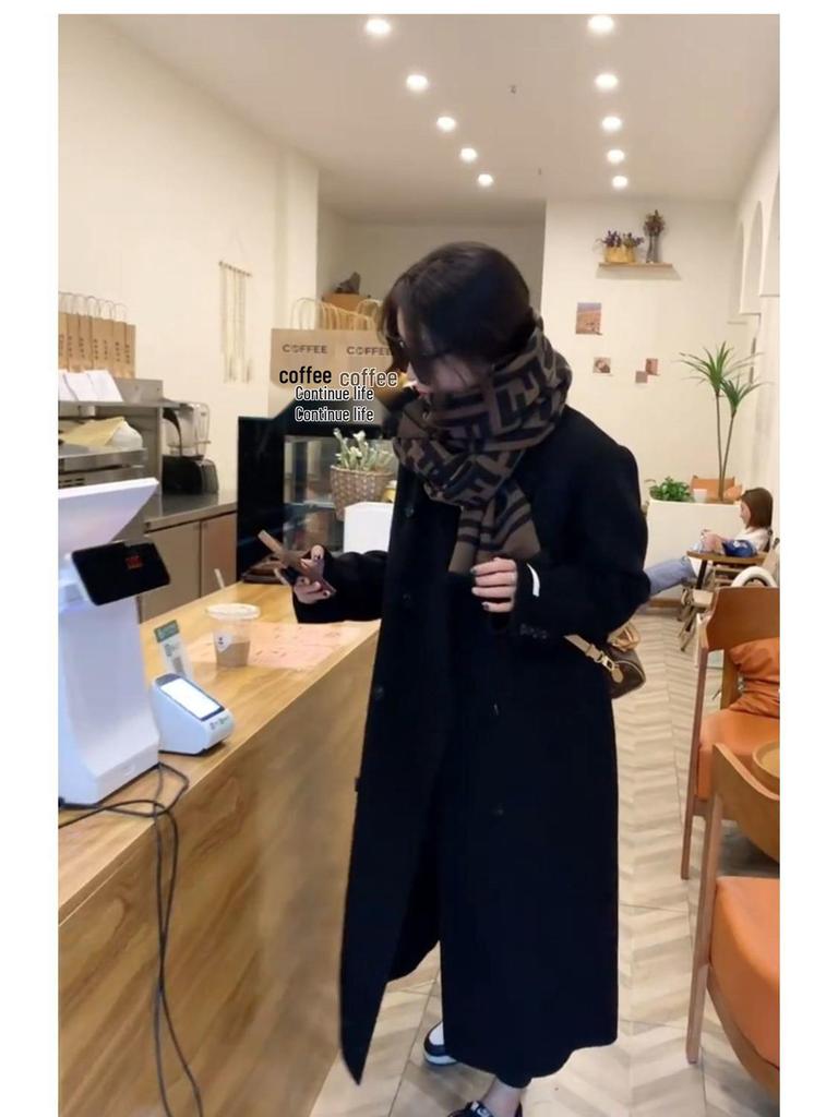 2023 Damen Kamelwollmantel - Mittellang, Koreanischer Stil, Lockere Passform, Langärmlig, Trendig für Herbst & Winter