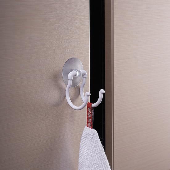 Přísavkový háček 2-háčkový věšák na ručníky Bezděrový nástěnný háček Koupelnový kuchyňský háček na oblečení Ručníky Župany Lufu