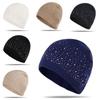 Knitted Hat For Women With Multicolor Rhinestones And Warm Wool Blend For Autumn Winter Fashion