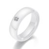 6MM Black & White Ceramic Single Diamond Ring - Trendy Couple's Fashion