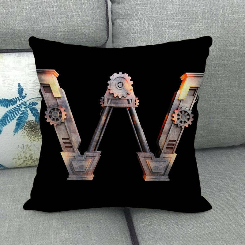 Science fiction style letters Digital printing short plush pillow covers for car sofa office cushion cover home goods