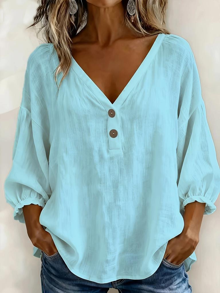 1116 European and American summer casual V-neck loose seven-quarter-sleeved T-shirt top