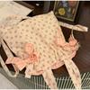 Summer Floral Handbag Cute Bow Decoration Women's Pink Crossbody Bag Lightweight Mobile Phone Coin Purse Commuter Storage Bag