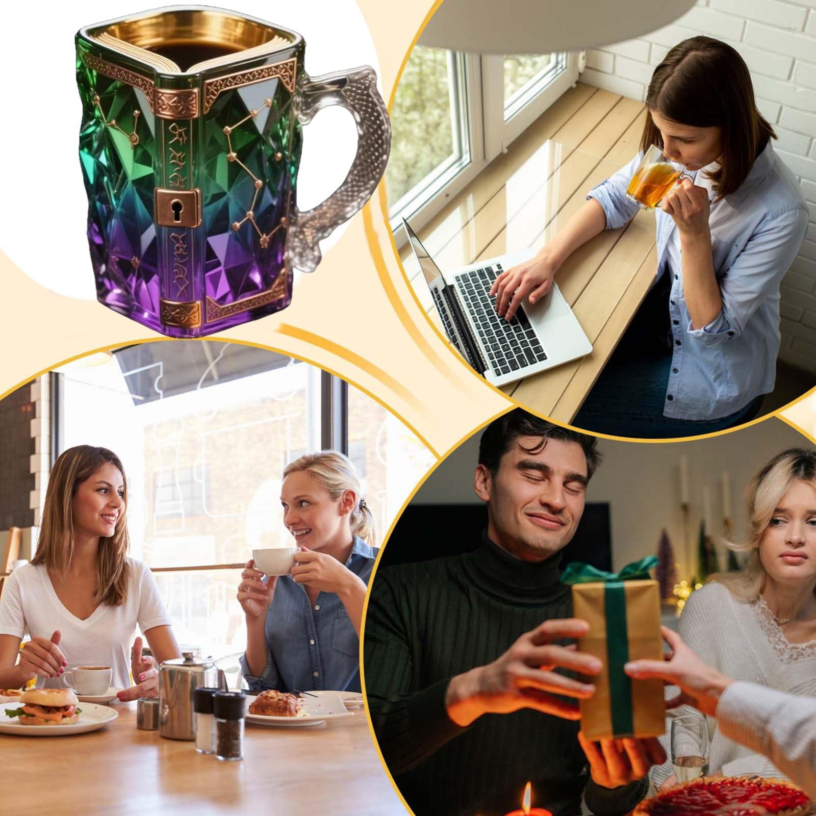 

Book-Shaped Ceramic Tea Cup 9.5x8cm Novelty Coffee Mug, Fun Drinkware For Hot & Cold Beverages For Home & For Readers, Book Lovers & Collectors One Size