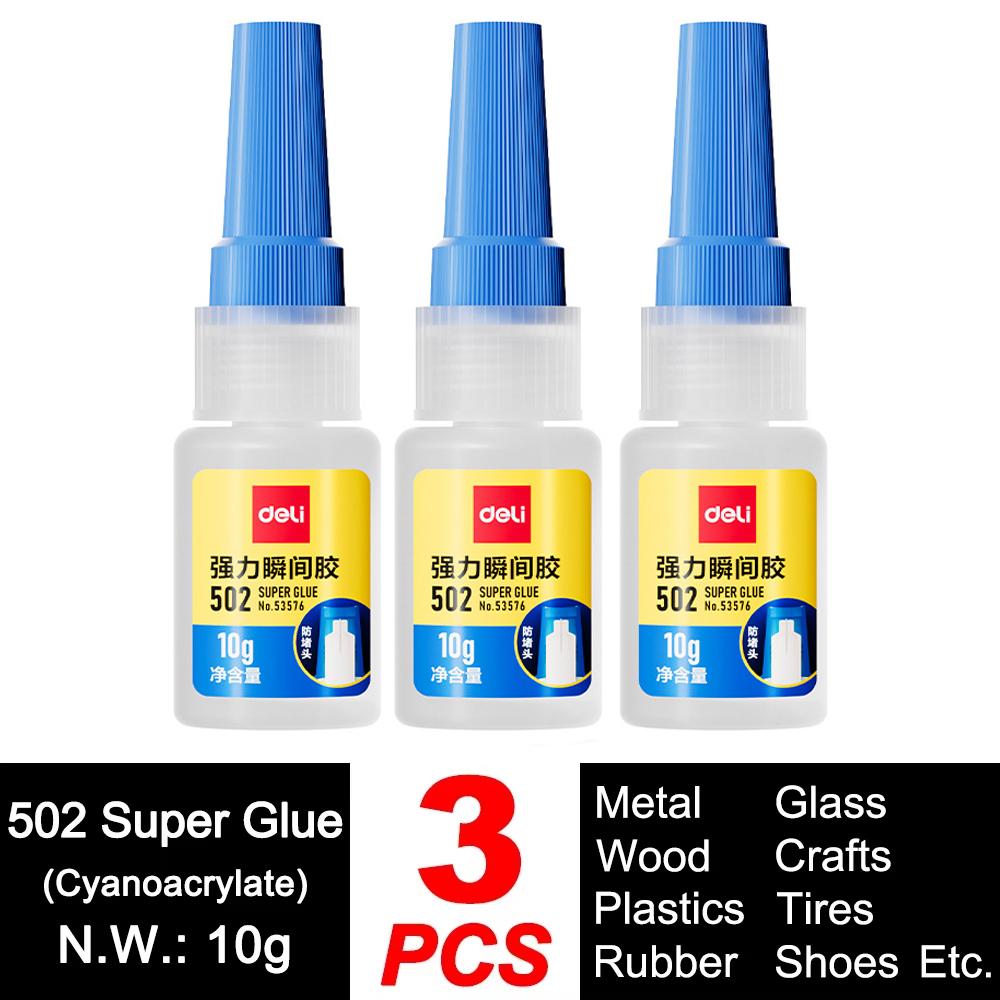 Deli 502 Super Glue Professional Strong Fast Instant Adhesive Cyanoacrylate Hardware Metal Cars Wood Craft Hobby Seconds Bond