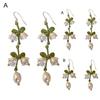 1 Paar Tropfen Ohrringe Piercing Exquisite helle Farbe grüne Blätter Faux Perlen