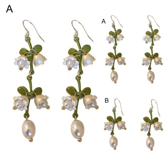 1 Paar Tropfen Ohrringe Piercing Exquisite helle Farbe grüne Blätter Faux Perlen