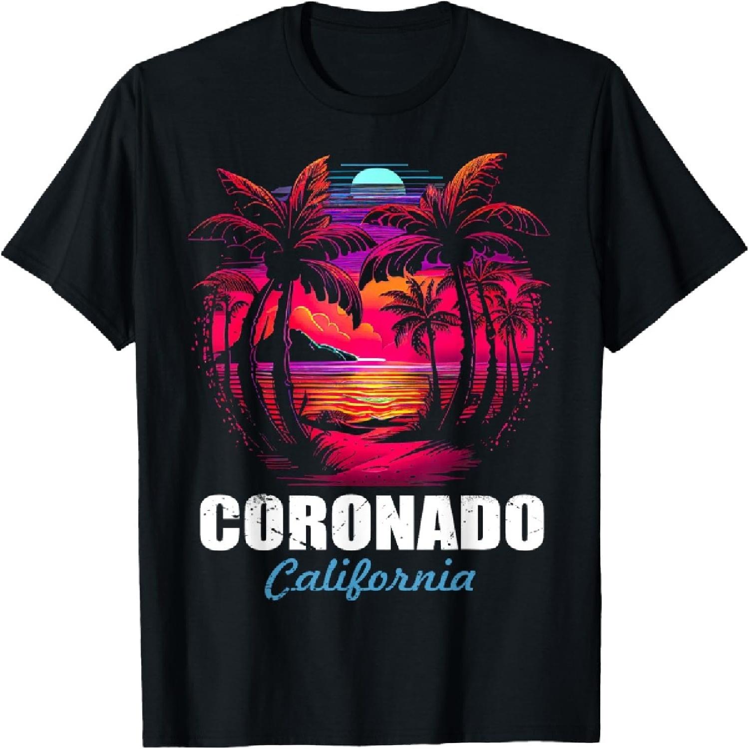 Retro Coronado California Sunset Vintage Vacation Souvenir T-Shirt S
