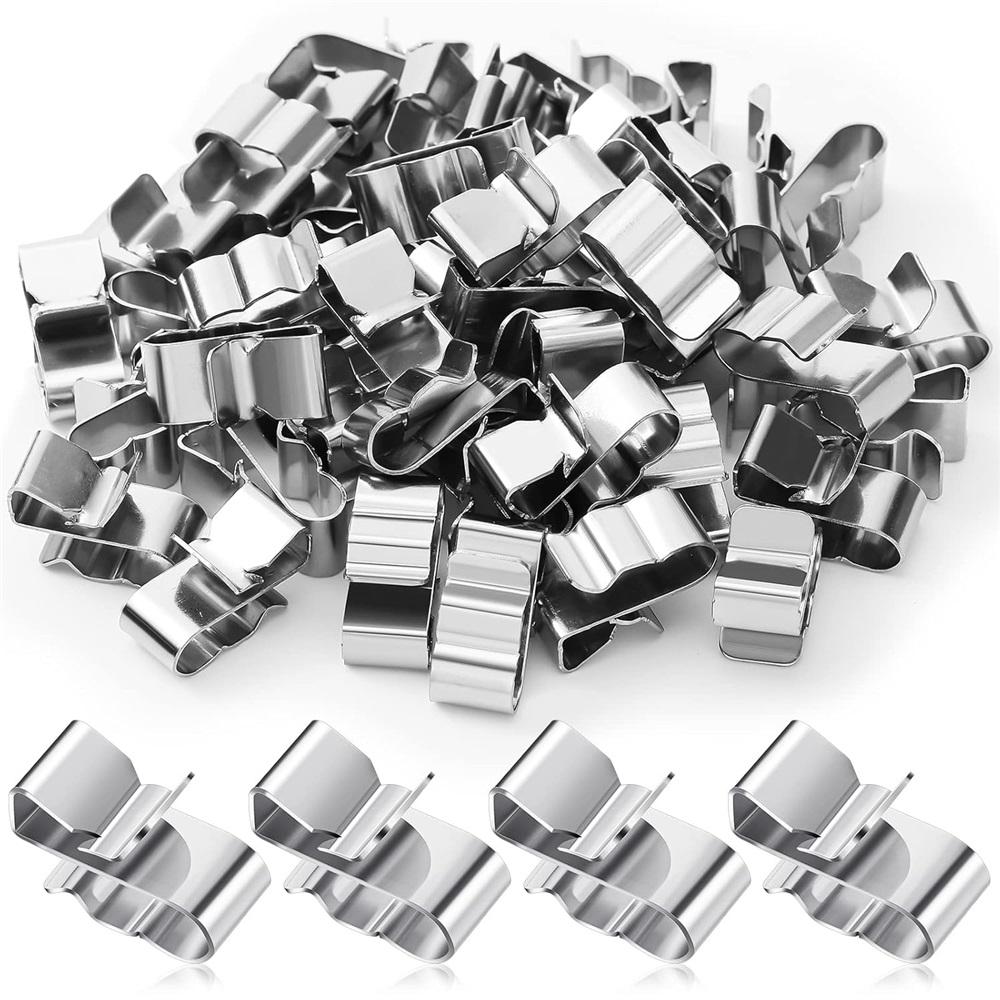 50Pcs Stainless Steel Trailer Wire Clips, 22.5mm Double Cable Clamps, Solar Panel PV Wiring Fasteners For Boat & Trailer Cables