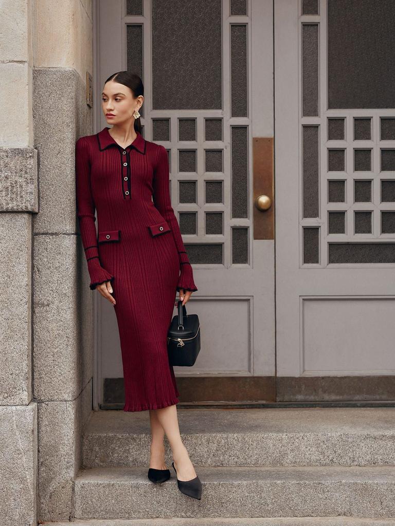 Chic Lace Knit Dress - New Autumn Winter Chunky Knit Wrap Dress with Stand Collar