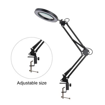 Loupe éclairée à LED 10X 3 couleurs Loupe LED pour fer à souder Réparation Lampe de table à pince Outils de beauté pour soins de la peau
