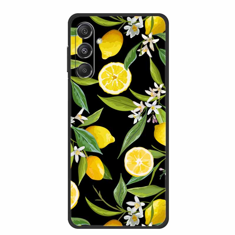 For Samsung Galaxy M36 A17 5G Case Flower Black Silicone Soft Back Cover For Samsung Galaxy S25 FE Plus Phone Case Coque Cartoon