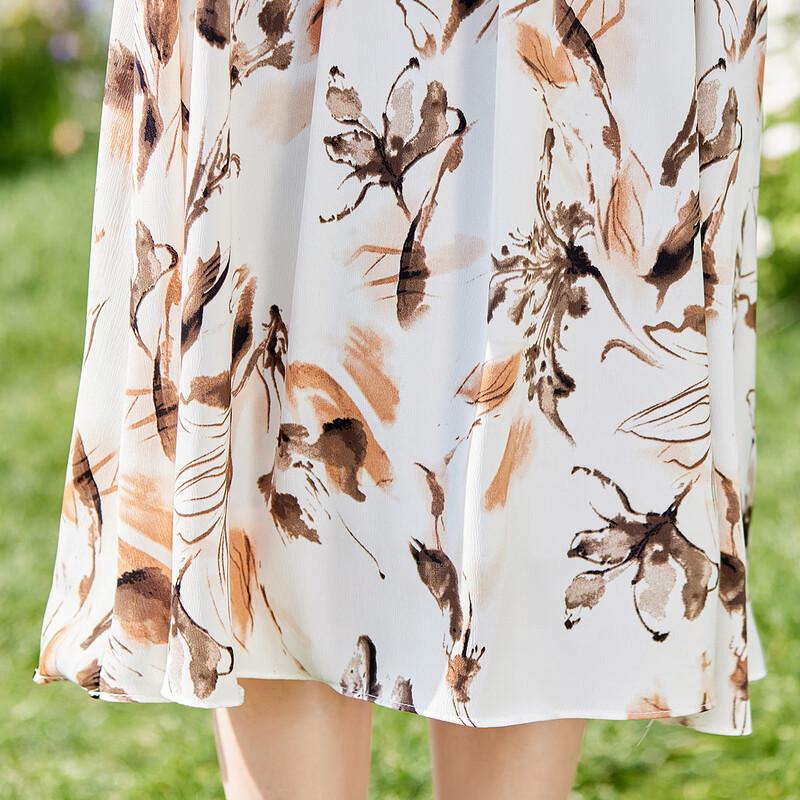 Past Mom's Chiffon A-Line Midi Dress with Lace Collar