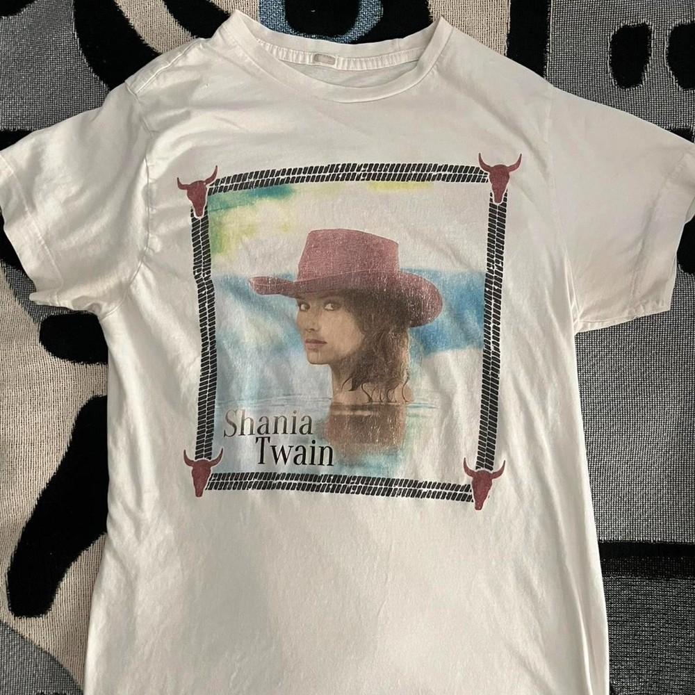 

Винтажная белая футболка Shania Twain Подарок фанату Размер от S до 5XL Унисекс футболка S