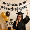 We Are So Proud of You Banner – Black Glitter Graduation Decorations 2025, Pre-Strung Congrats Grad Banner for College, High School, Senior Party,