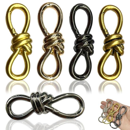 Knot Carabiner Keychain with Safety Mechanism Rustproof High Durability Twist Knot Clasp Bag Charm Keychain Accessories
