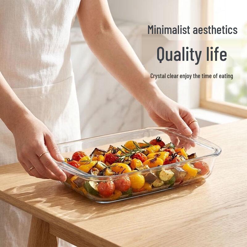 ZISIZ 3.0L Heat-Resistant Borosilicate Glass Rectangular Baking Dish