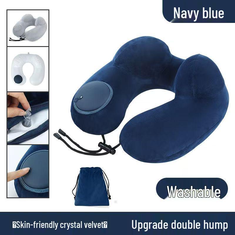 U-förmiges Reise-Nackenkissen - Zum Aufblasen drücken, Tragbare Stütze für Flüge und Geschäftsreisen