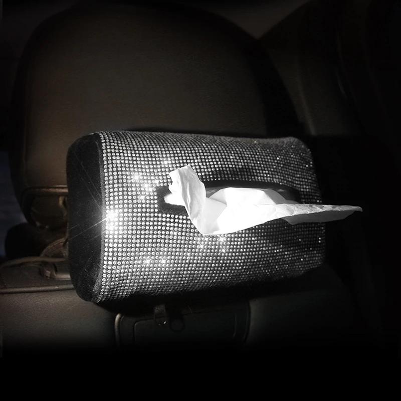 Strass Auto Taschentuchhalter Leder Auto Rücksitz Kopfstütze Hängender Taschentuchboxhalter Mehrzweck Taschentuchpapier Autozubehör