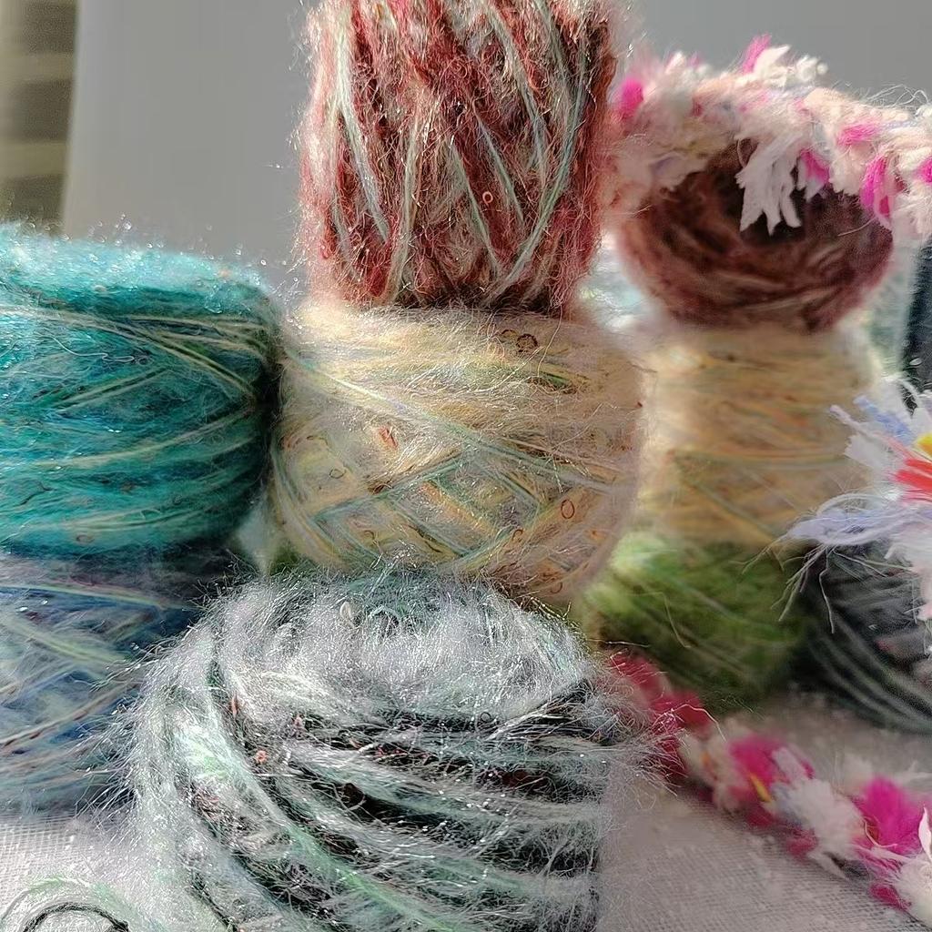Monica Rose Style Yarn 50gx2pcs Hand Knitting Crochet Bulk Thick Plush Puffy Fancy Blended Yarns Knitting Thread DIY Knitting
