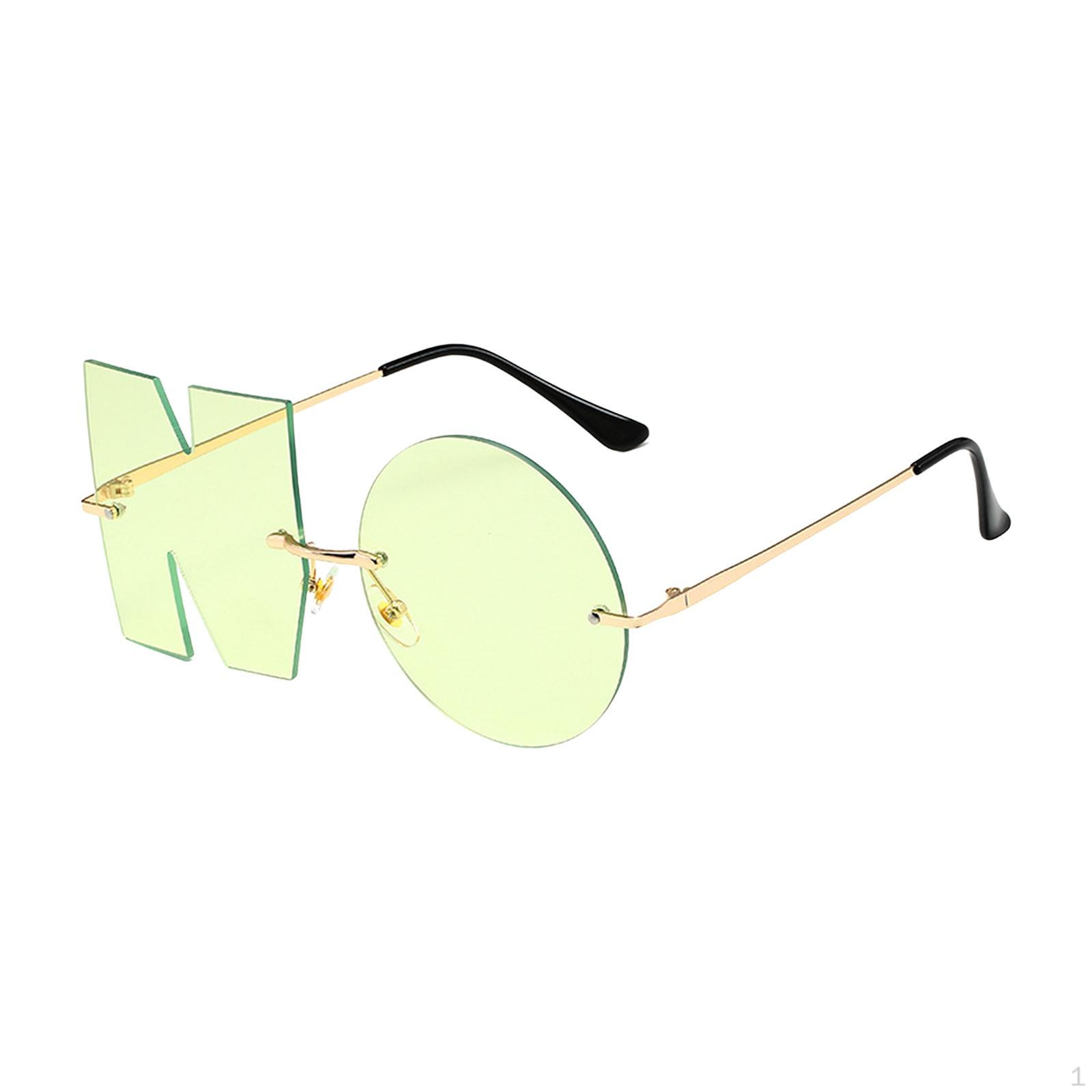 Letter No Sunglasses Eyewear Trendy Driving Glasses Eyeglasses Rimless Sun for Green