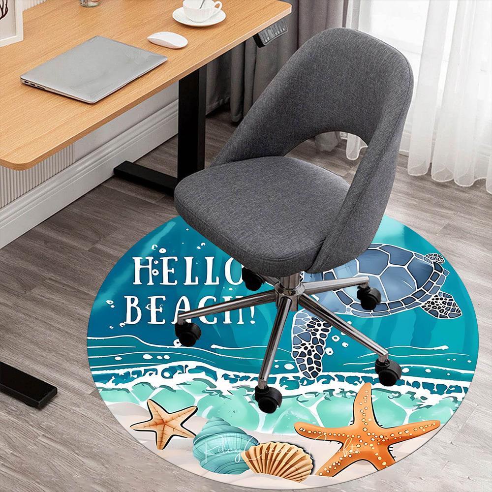 

1pc turtle beach Round Chair mat Area Rug - Non-Slip, Floor Mat for Office, Bedroom, and Indoor Decor -1002220 80cm by 80cm