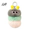Women Animal Pendant Plush Sunglasses Caterpillar Keychain Soft Backpack Purse Fluffy Handbags Bag Charm Colorful Stuffed Keyring